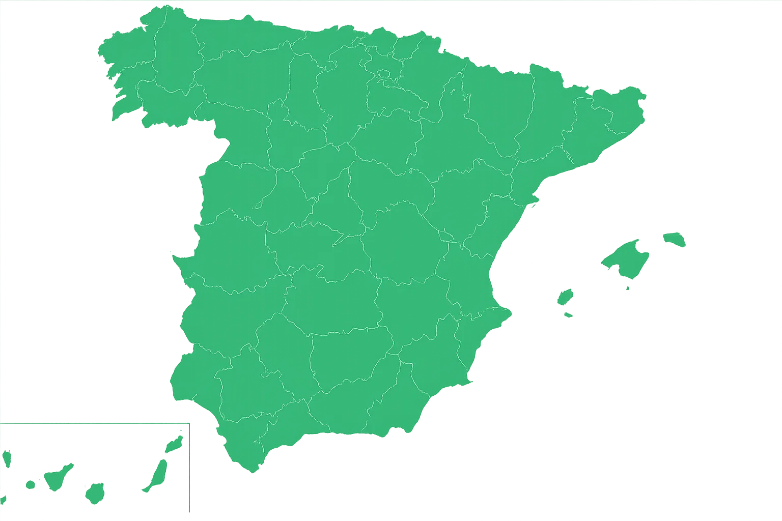 mapa de las provincias españolas para elegir el número de teléfono